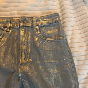 Francesca's Collections Shimmering Gold High Rise Jeans